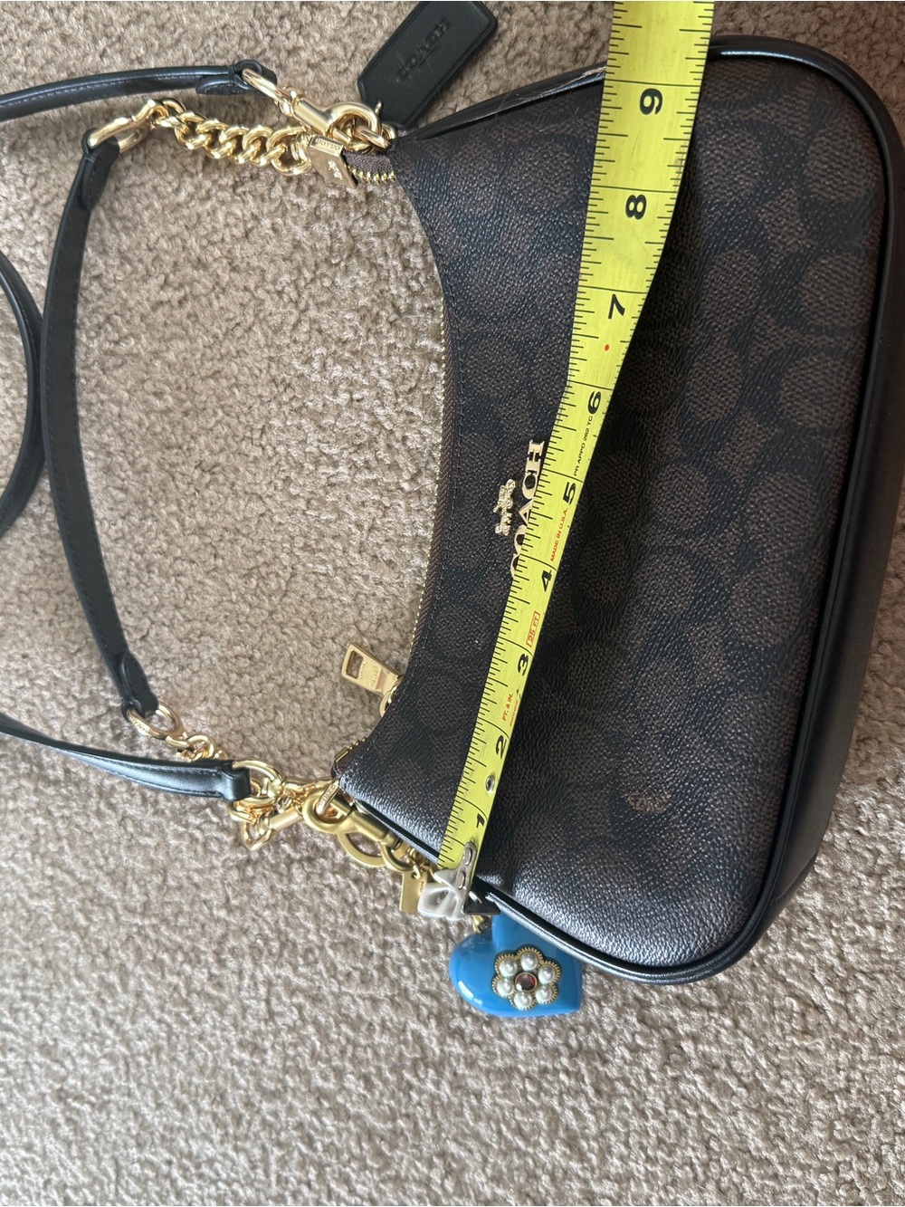 Never Used Coach Signature Small Saddle Bag in Brown With Purse Charm Included - Picture 7 of 13